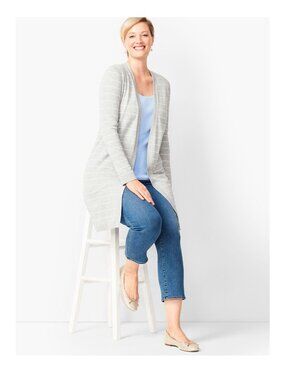 Talbot's Jacquard Stripe Open Front Duster Size 1XP NWT